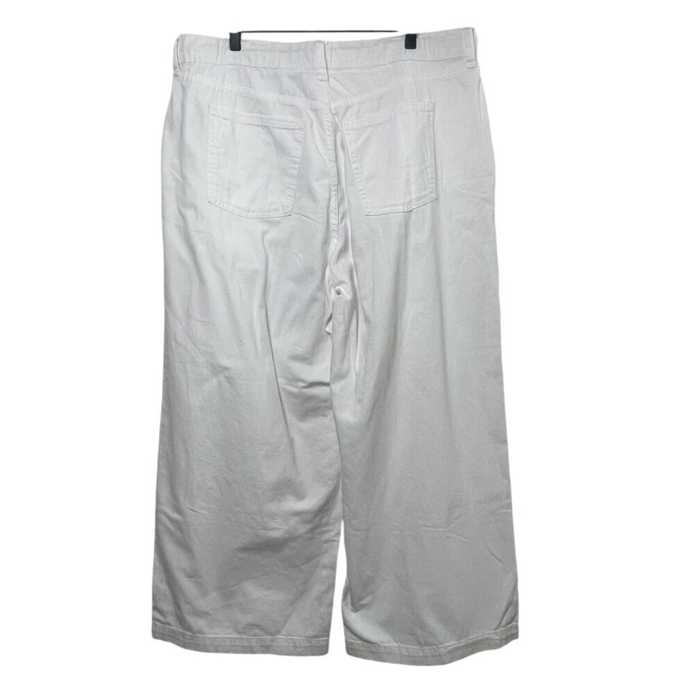 Old Navy Women’s Pants Size 16 White 100% Cotton High Rise Wide Leg Drapey NWT - Picture 4 of 8